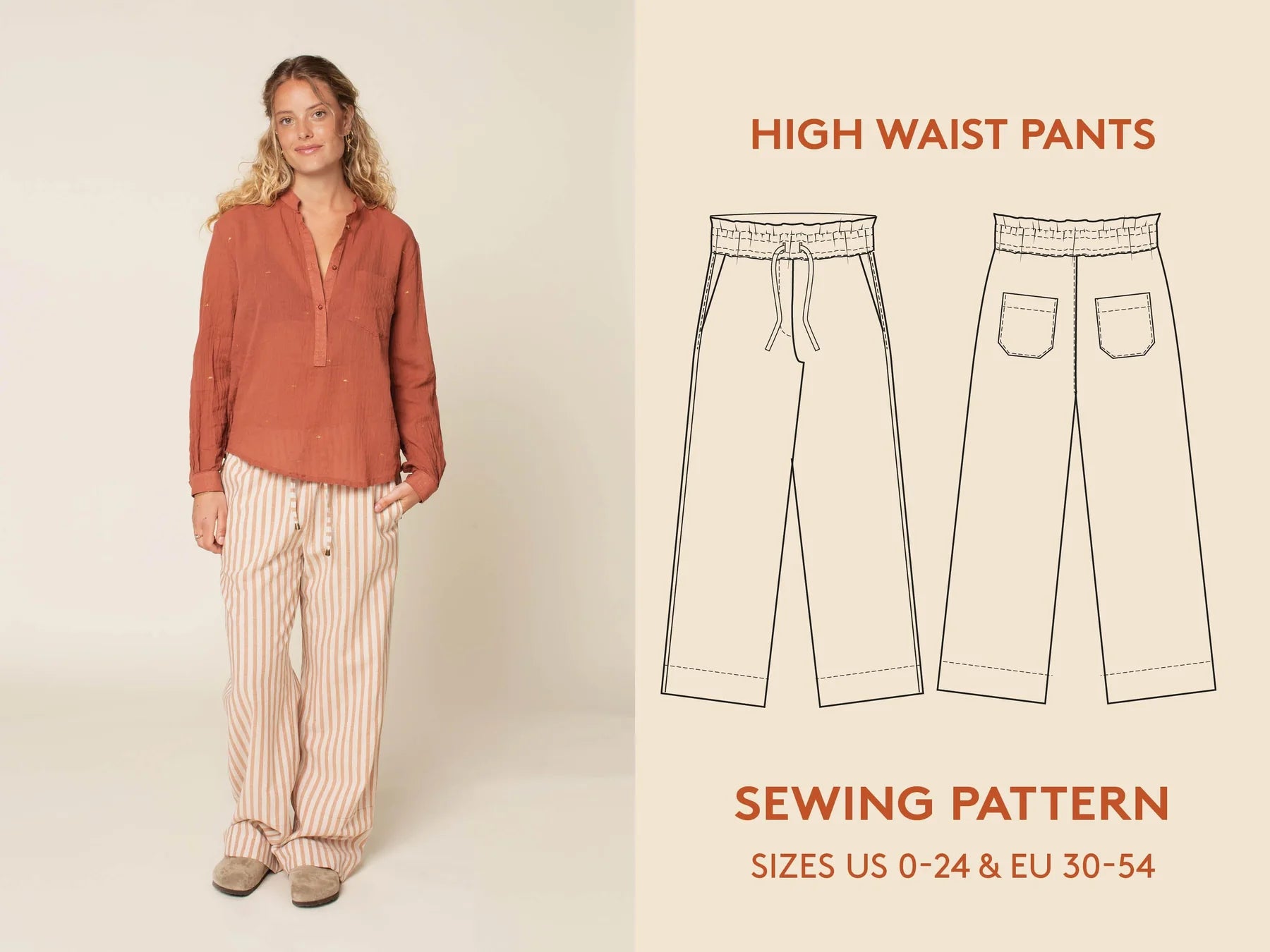 High Waist Pants - Sewing Pattern | Wardrobe By Me Fashionable Sporty Pants