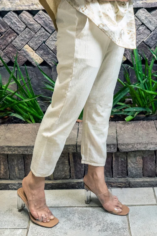 Moralfibre Kora Ankle Pants With Translucent Muslin Details High-Waist Trousers