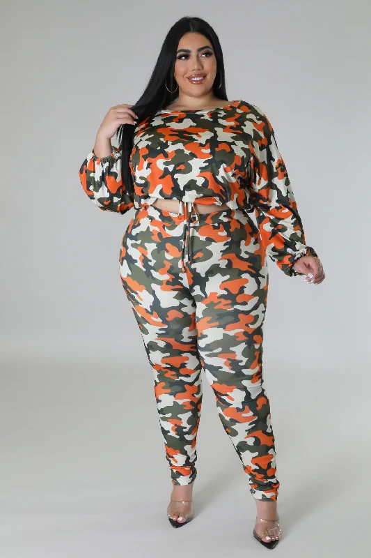 S41196XH - CAMOU LS TOP&PANTS SET (PLUS) Cozy Lounge Pants