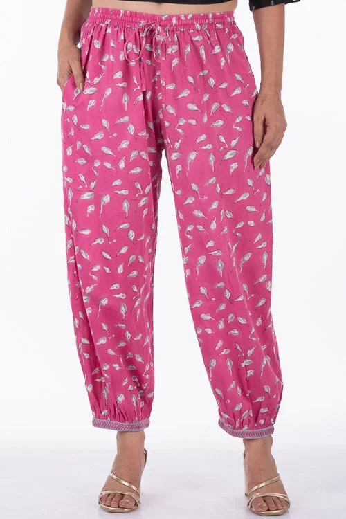 Dharan "Bloosom Dogri Pants" Pink Block Printed Pants Comfortable Maternity Pants