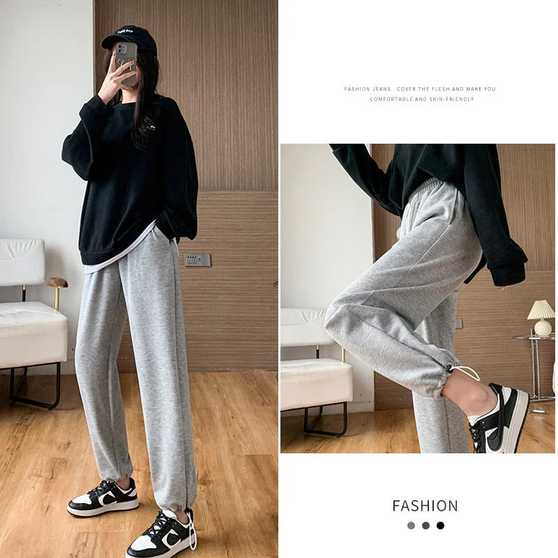 Wjczt Female New Korean Fashion Wide Leg Pants Women'S Loose In Spring And Autumn, Showing The Trend Of Little Chap Sportswear Lady Comfortable Pleated Pants Wjczt Female New Korean Fashion Wide Leg Pants Women'S Loose In Spring And Autumn, Showing The Trend Of Little Chap Sportswear Lady Comfortable Pleated Pants