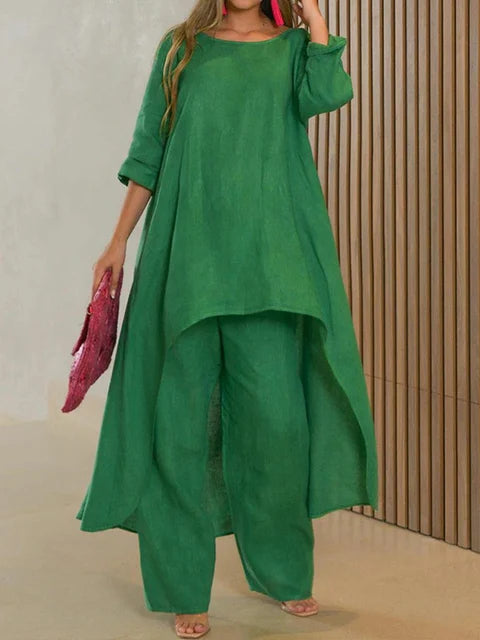 Wjczt Autumn Women's Casual 2 Piece Set Round Neck Long Sleeve Top Wide Leg Pants Suit Female Fashion Simple Loose Ladies Suits Warm Wool Trousers Wjczt Autumn Women's Casual 2 Piece Set Round Neck Long Sleeve Top Wide Leg Pants Suit Female Fashion Simple Loose Ladies Suits Warm Wool Trousers