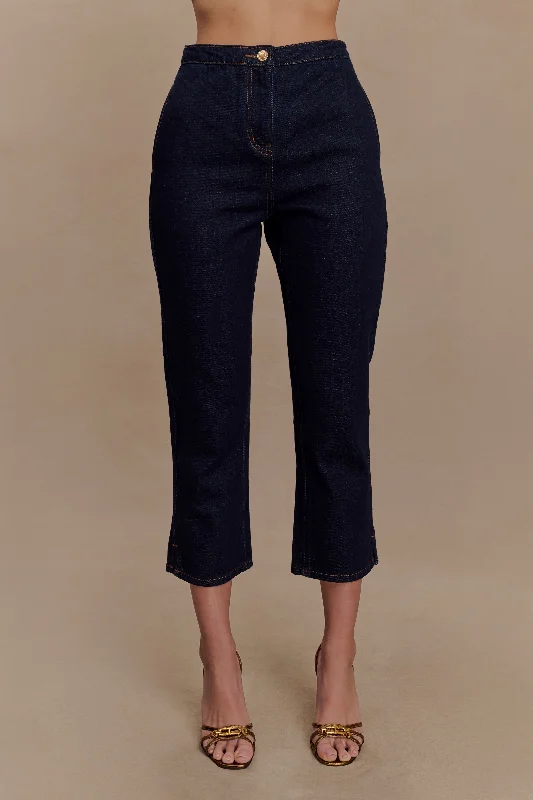 Hudson Denim Capri Pants - Indigo Blue High-Waist Yoga Pants