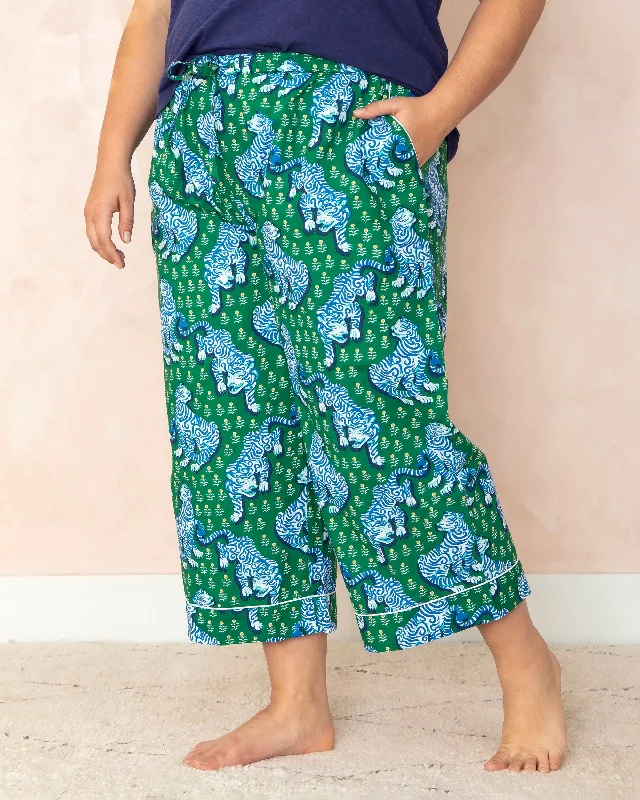 Tiger Queen - Cropped PJ Pants - Jade Lightweight Linen Pants
