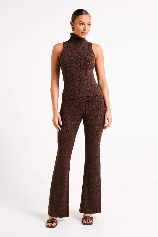 Angelina Knit Pants - Chocolate Comfy Cargo Trousers