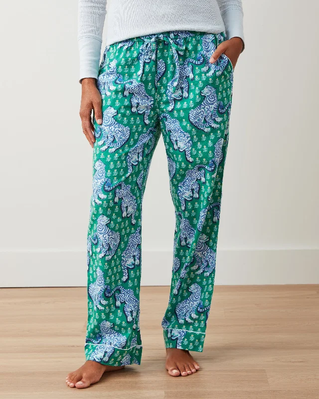 Tiger Queen - Tall Lightweight Flannel PJ Pant - Jade Modern Skinny Pants