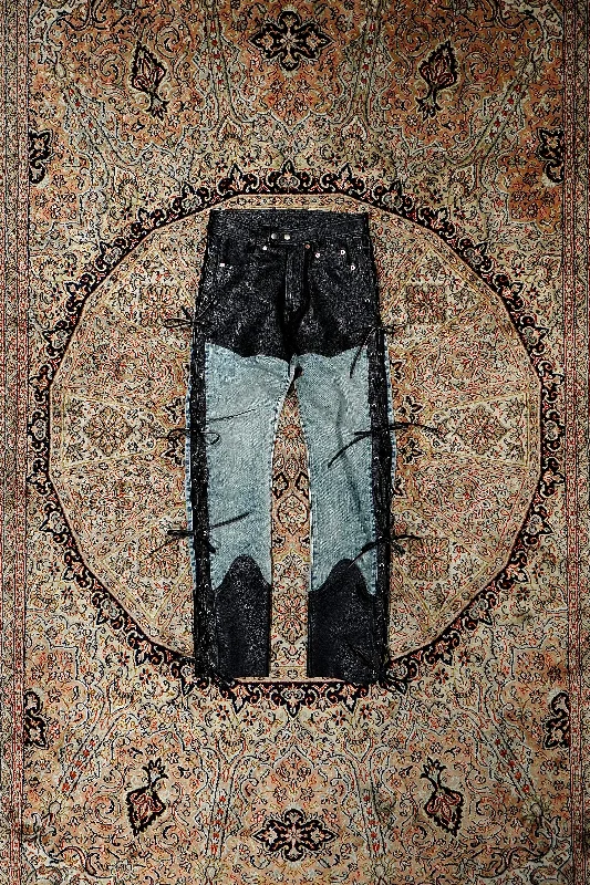 SUGARHILL STRATUM LEATHER PANTS (BLACK & INDIGO) Fashionable Track Pants