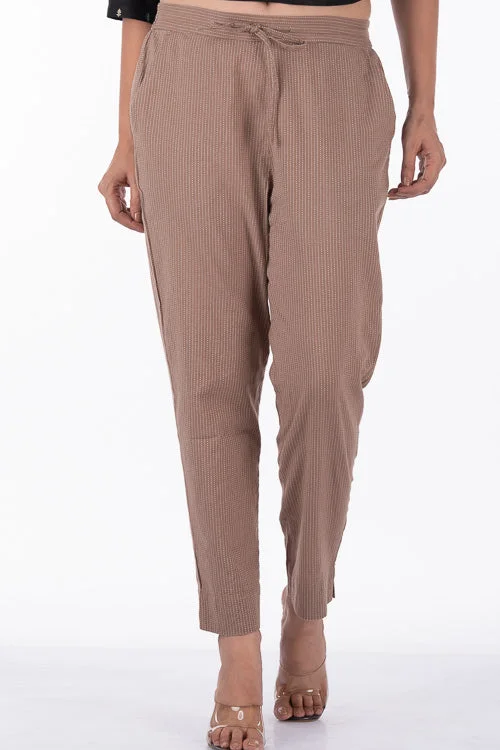 Dharan "Kantha Narrow Pants" Brown Woven Pants Soft Sweatpants Style