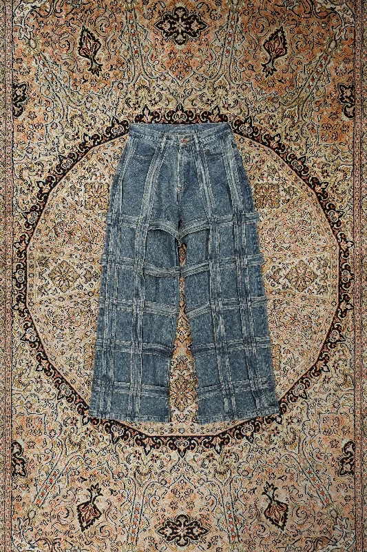 SUGARHILL CAGED DENIM PANTS (INDIGO) Chic Black Leggings