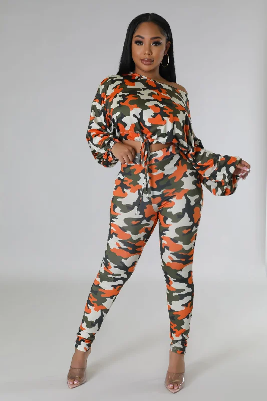 S41196H - CAMOU LS TOP&PANTS SET (4PCS) Fashionable Jogger Pants