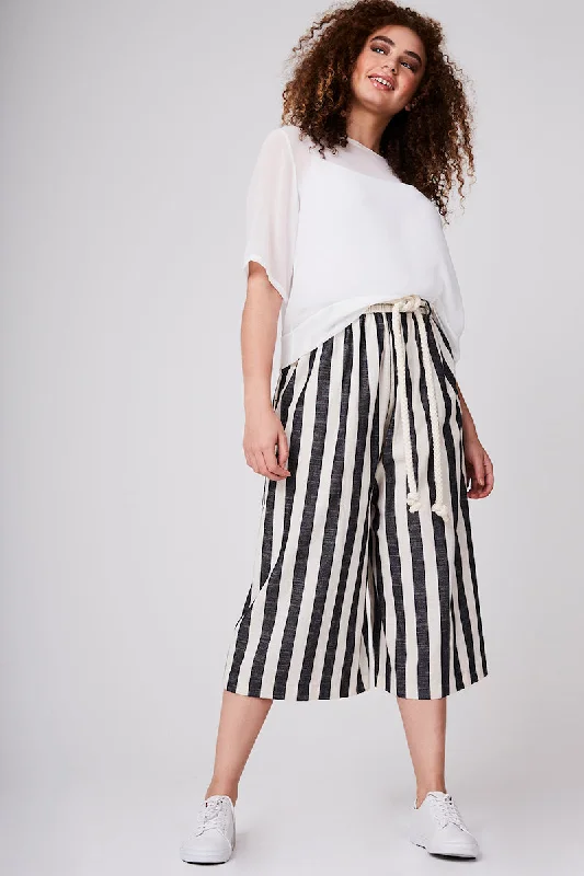 Elvi Cropped Striped Wide Leg Pants    *Final Sale* Stylish Harem Pants