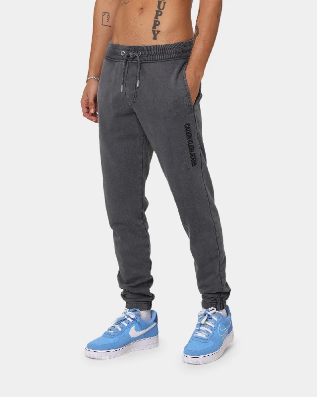 Calvin Klein Acid Wash Track Pants Washed Black Fashionable Tapered Leg Pants