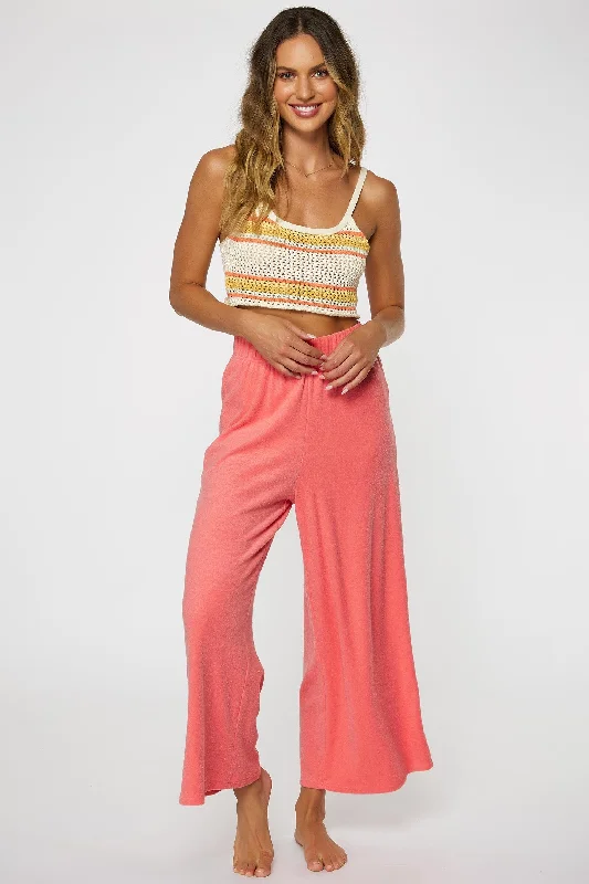 LADIES POOLSIDE TERRY PANTS Elegant Palazzo Trousers