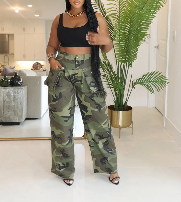 HP1604AP - CAMO WIDE LEG PANTS Casual Yoga Pants