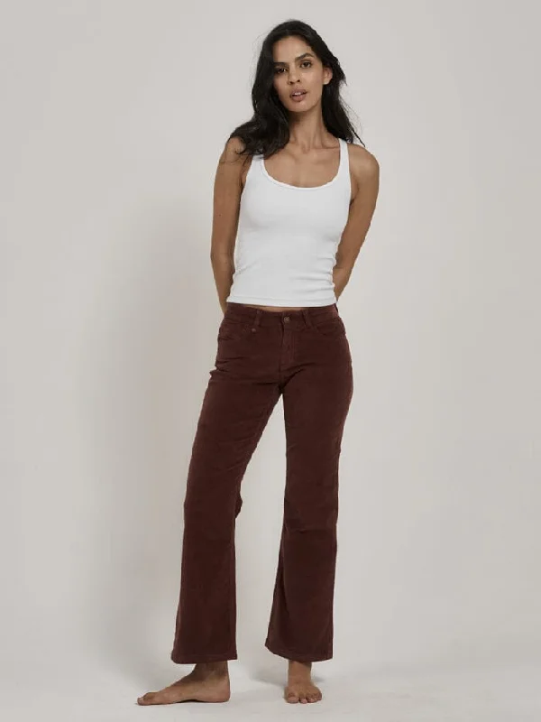 Alyssa Cord Pant - Ruby Wine Chic Black Leggings