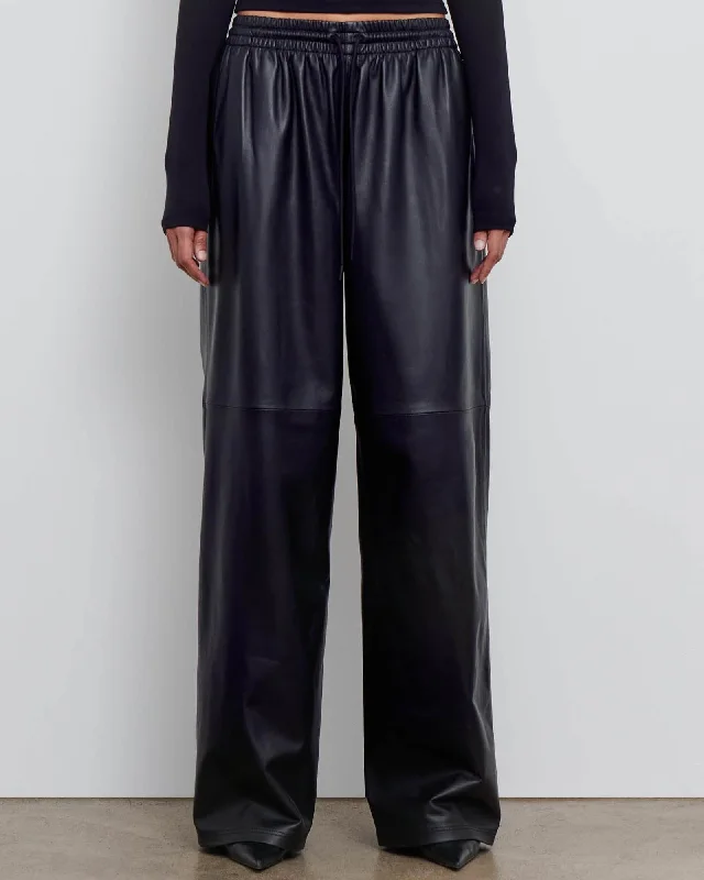 Leather Track Pants Comfortable Wide-Leg Pants