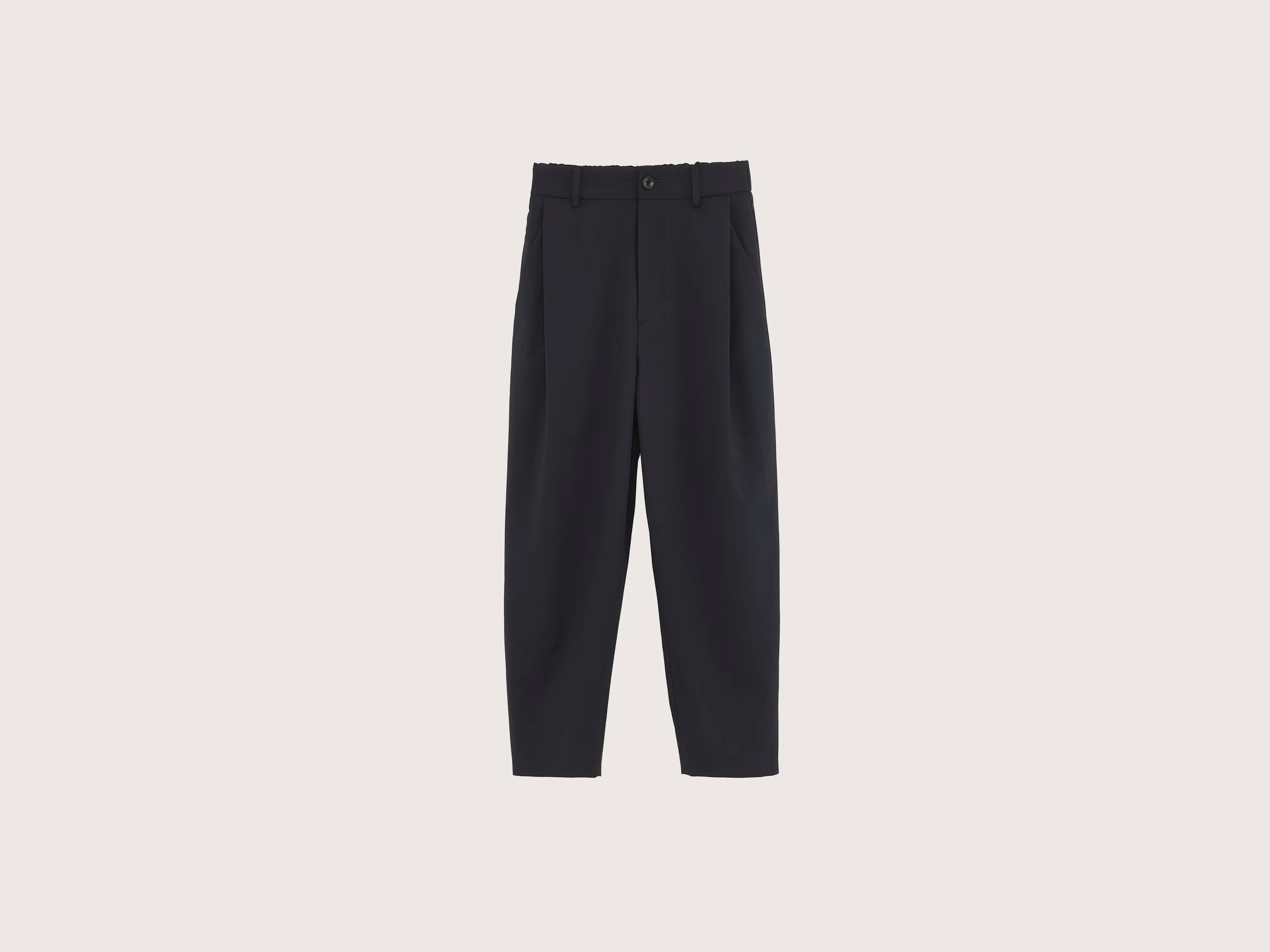 Sand Boyfriend Wool Pants  (242 / W / NAVY) Elegant High-Waist Pants
