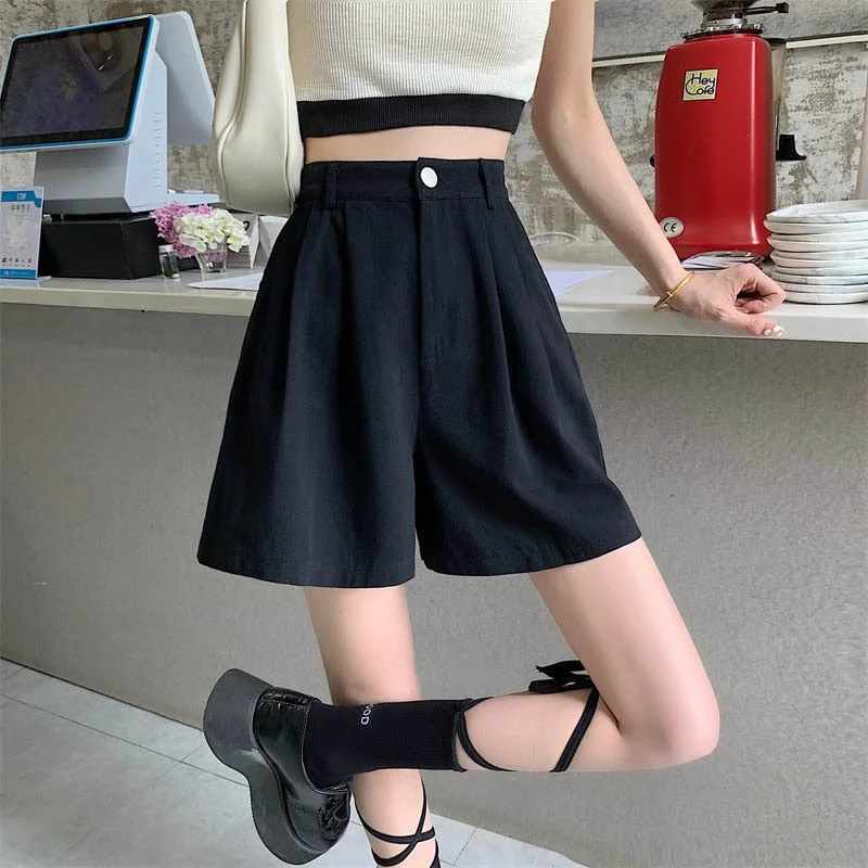 Wjczt Y2K Women High Waist White Shorts Korean Fashion Pleated Wide Leg Pants Summer Casual All Match Female Preppy Style Pants New Trendy Printed Leggings Wjczt Y2K Women High Waist White Shorts Korean Fashion Pleated Wide Leg Pants Summer Casual All Match Female Preppy Style Pants New Trendy Printed Leggings