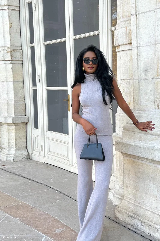 Angelina Knit Pants - Grey Marle Elegant Wool Trousers
