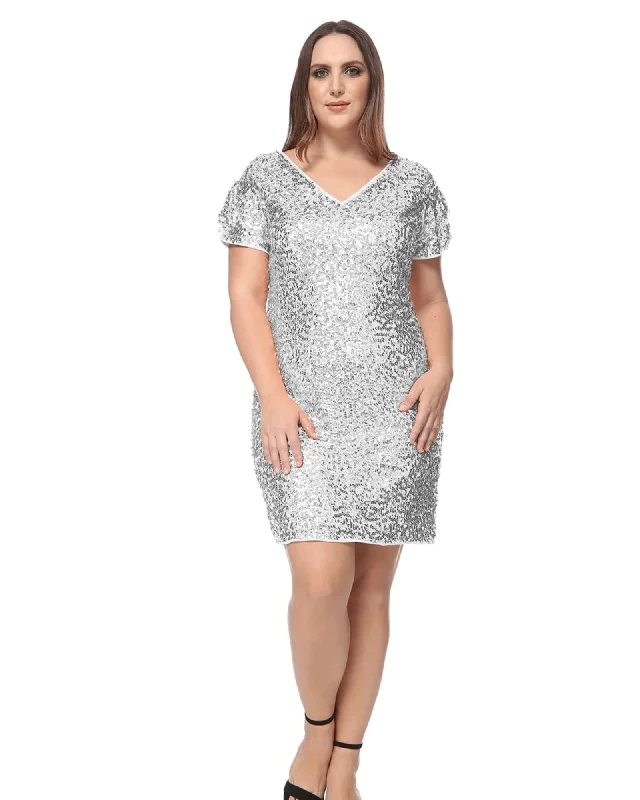 Sequin Ruched Sleeve Cocktail Dress | Silver