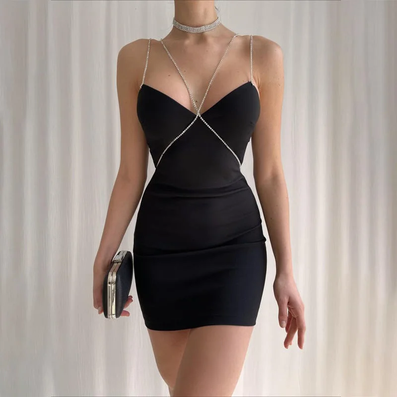 IKEARLAX 2025 Popular trade explosion chain dress skirt 2023 summer new women's clothing suspender slim hip dress wholesale IKEARLAX 2025 Popular trade explosion chain dress skirt 2023 summer new women's clothing suspender slim hip dress wholesale
