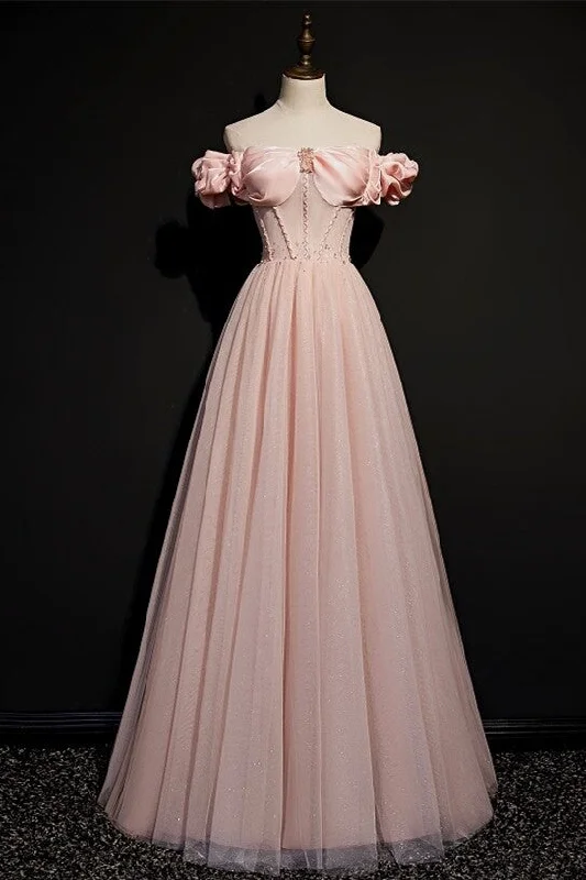 Pink Princess Dress with Off the Shoulder,DS3493