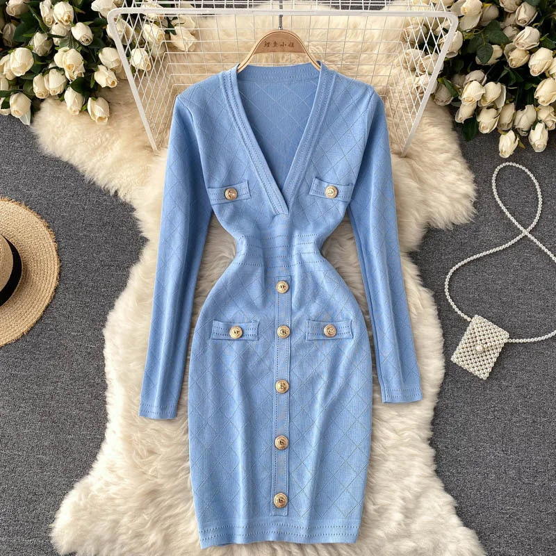 Julia Fashion - Women Knitted Pencil Dress