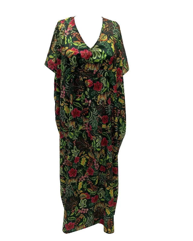 Unique Vintage Green Jungle & Tiger Burton Caftan Dress | Green