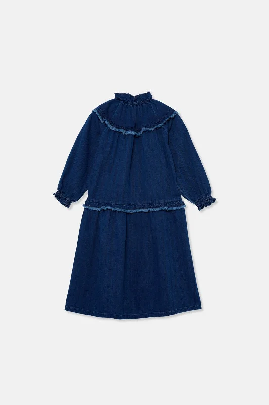 My Little Cozmo Denim Herringbone Catherine Dress