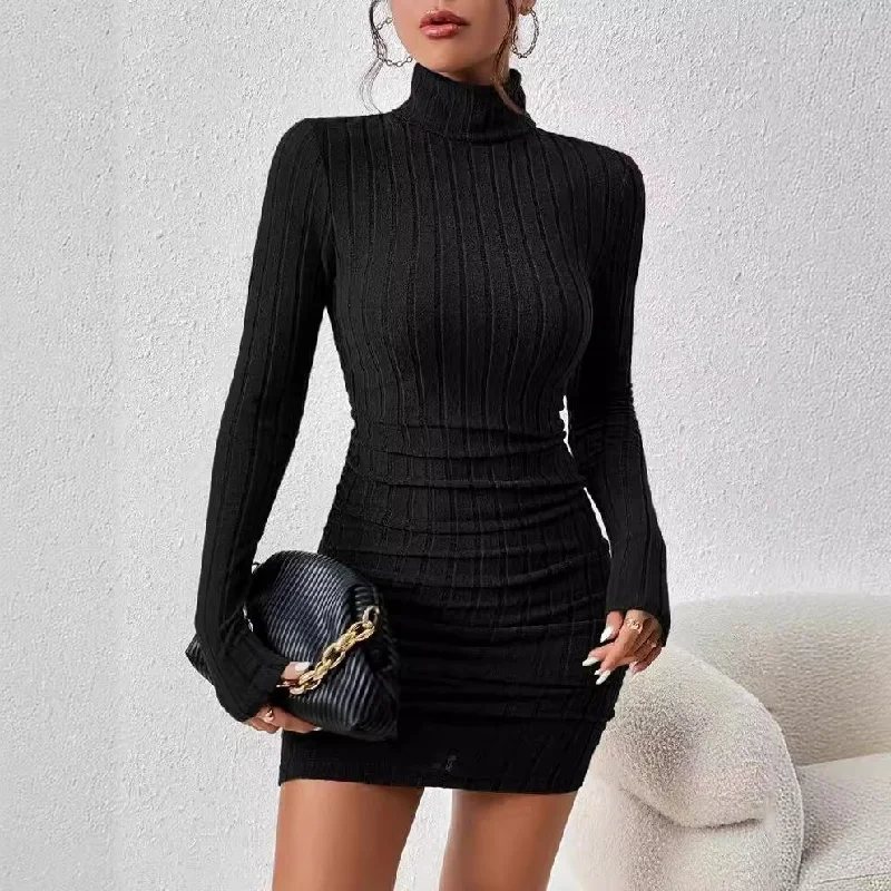IKEARLAX 2025 AB480 New winter new high-necked set refers to slim temperament, showing chest and hip value dress women IKEARLAX 2025 AB480 New winter new high-necked set refers to slim temperament, showing chest and hip value dress women