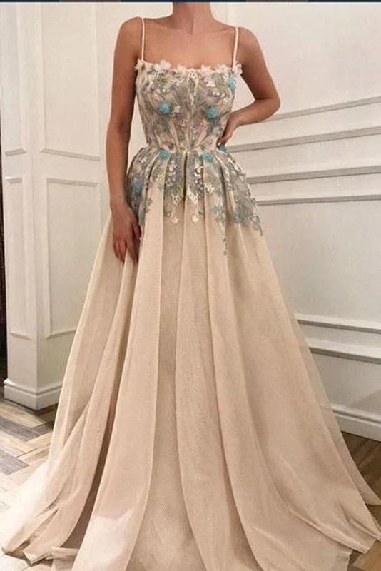 Elegant A Line Spaghetti Straps Sleeveless Appliques Prom Dresses Dance Dresses,DS4443 Elegant A Line Spaghetti Straps Sleeveless Appliques Prom Dresses Dance Dresses,DS4443