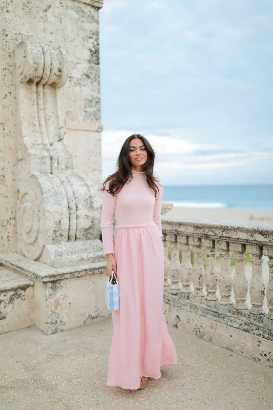 The Theo Long Sleeve Twofer Dress - Pink