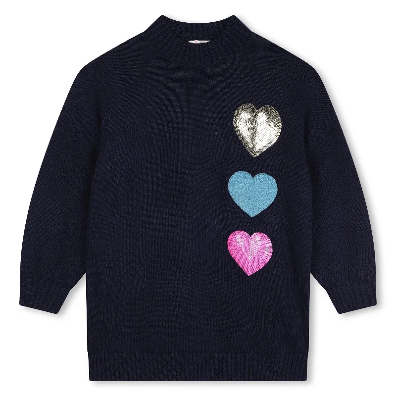 Billieblush Indigo Sequin Heart Knit Dress