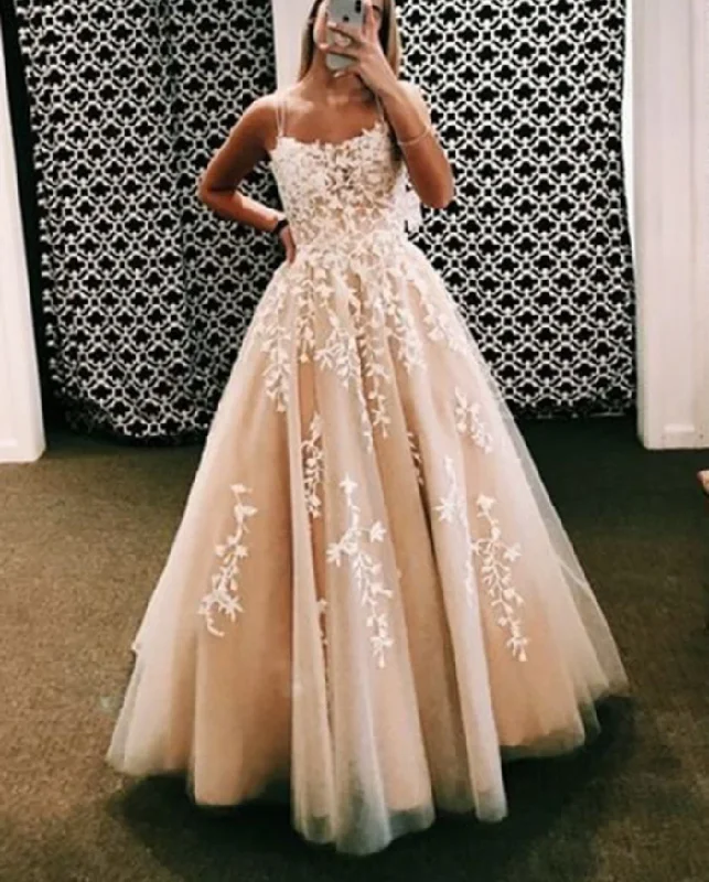 Amazing Ivory / Nude Criss-cross Back Spaghetti Lace Ball Gown Sweet 16 Tulle Lace Gown Girls Party Prom Dresses,DS4449 Amazing Ivory / Nude Criss-cross Back Spaghetti Lace Ball Gown Sweet 16 Tulle Lace Gown Girls Party Prom Dresses,DS4449
