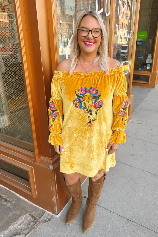 Off The Shoulder Velvet Dress-Final Sale
