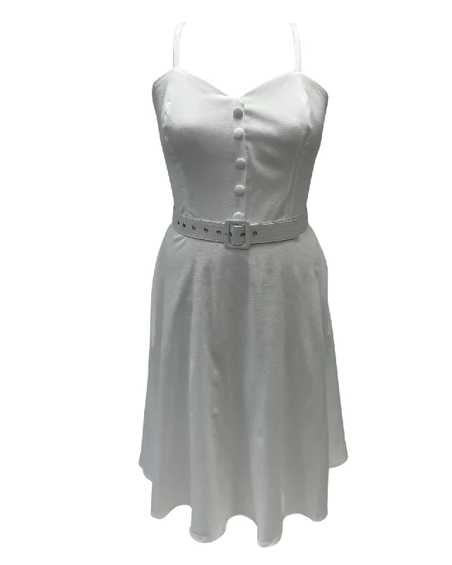 Unique Vintage Ivory Capelet Swing Dress | Ivory