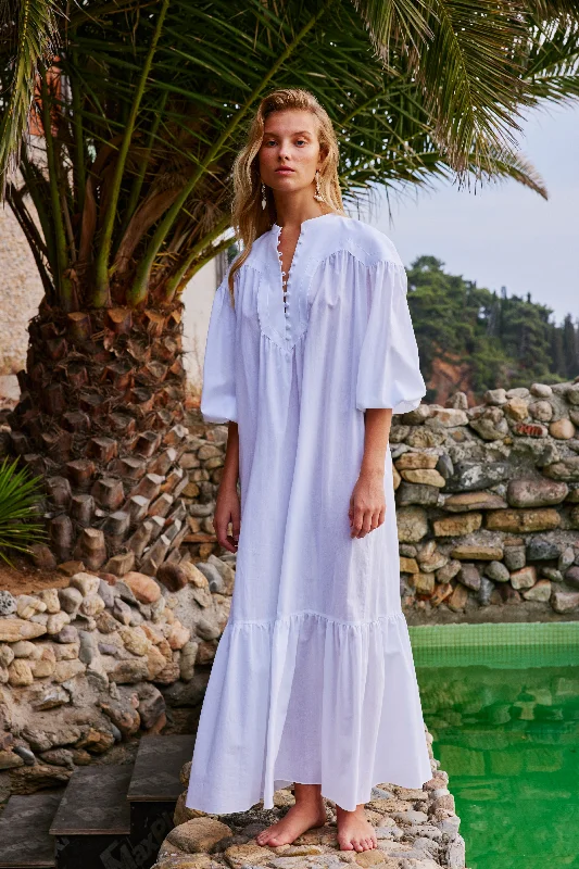 Alisya Maxi Dress | White Cozy Spaghetti Strap Maxi Dress