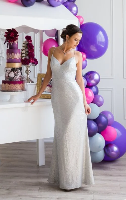 Allison Beaded Maxi Dress - Silver Stylish Empire Waist Maxi Dress