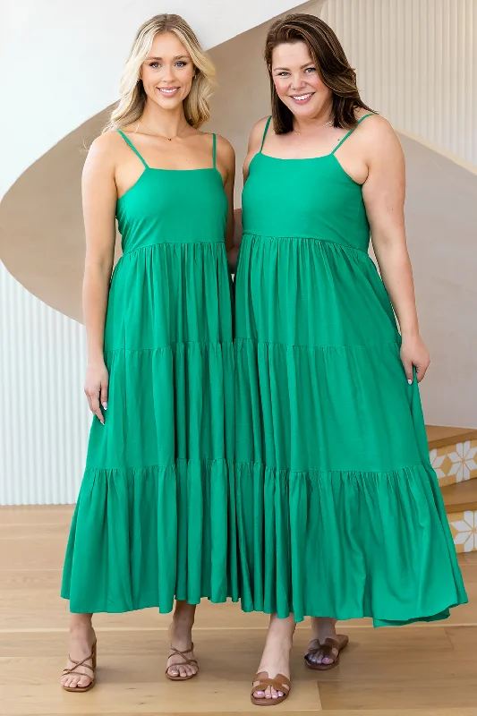 Athena Maxi Dress Emerald Green Comfortable Cotton Maxi Dress
