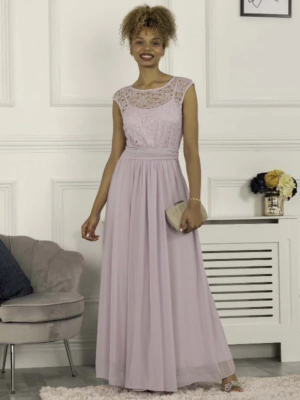 Basia Bridesmaid Lace Bodice Maxi Dress, Lilac Cozy Longline Maxi Dress