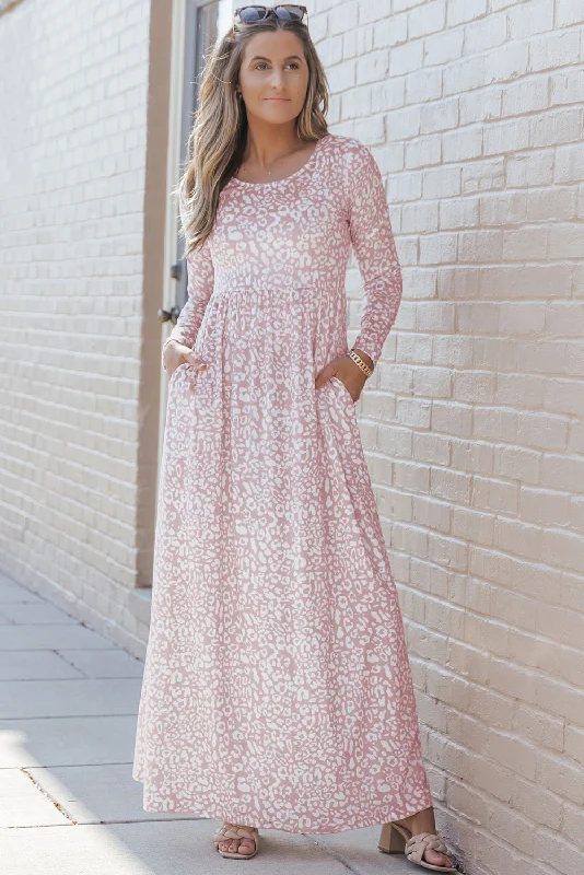 Blue Zone Planet | Leopard Animal Print Long Sleeve Empire Waist Maxi Dress Fashionable Button-Down Maxi Dress Blue Zone Planet | Leopard Animal Print Long Sleeve Empire Waist Maxi Dress Fashionable Button-Down Maxi Dress