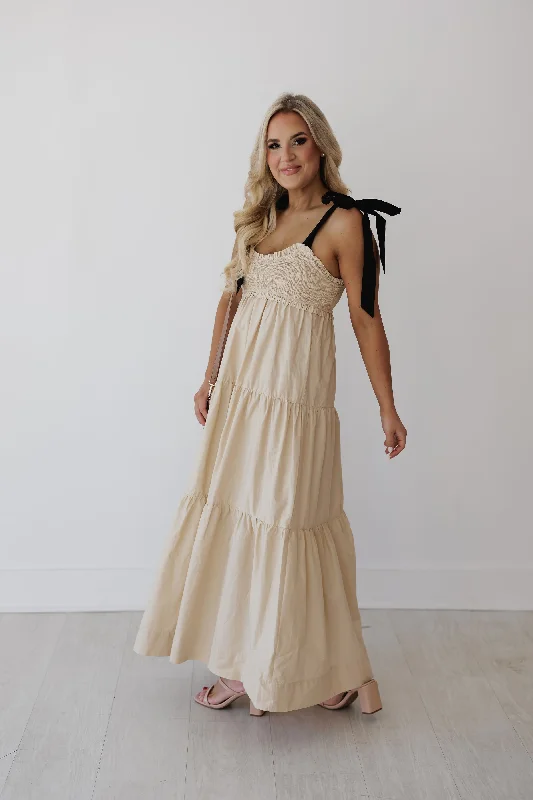 Cassandra Bow Tie Maxi Dress - FINAL SALE Elegant Pleated Maxi Dress