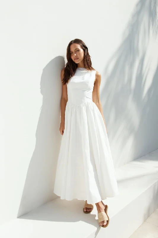 Dawn’s Embrace Maxi Dress White Classic Solid Maxi Dress