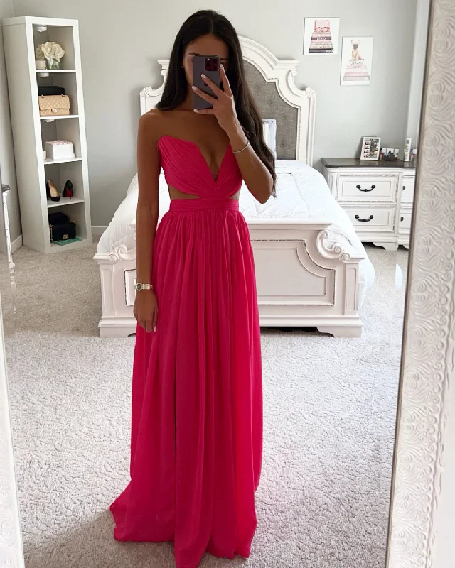 ELLA SILK CHIFFON MAXI DRESS Comfortable Fitted Maxi Dress