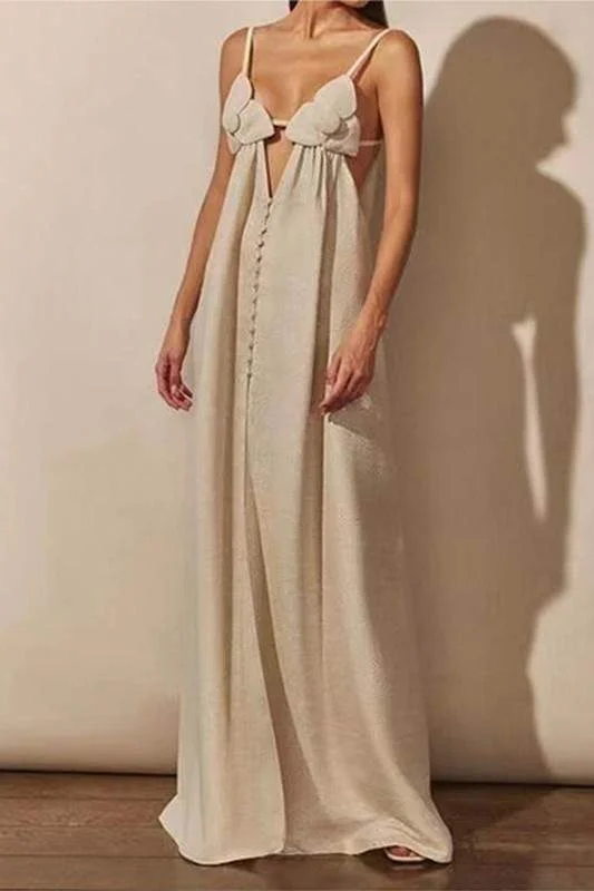 FLOWER BUST MAXI DRESS Trendy Floral Print Maxi Dress