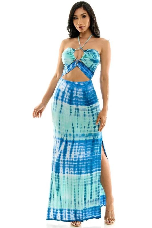 Elegant Lace Up Front Halter With Side Slit Maxi Dress Trendy Short Sleeve Maxi Dress Elegant Lace Up Front Halter With Side Slit Maxi Dress Trendy Short Sleeve Maxi Dress