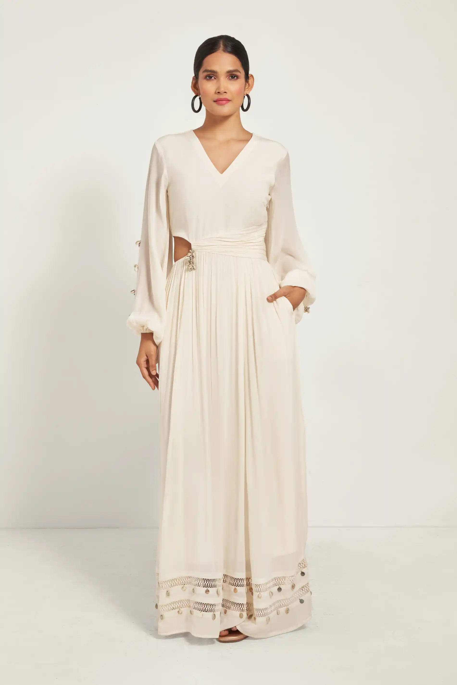 Ivory Cut-Out Maxi Dress Classic Solid Maxi Dress