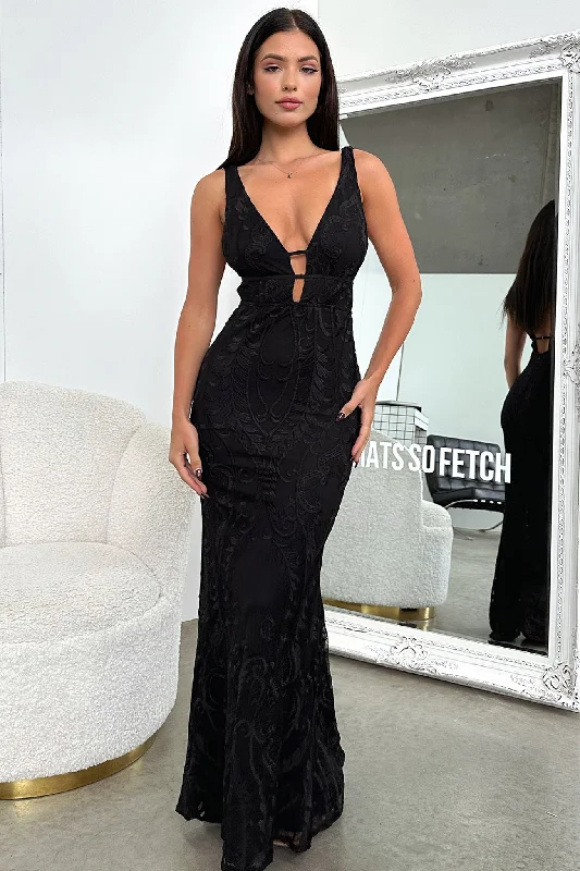 Kaia Maxi Dress - Black Casual Maxi Dress with Pockets
