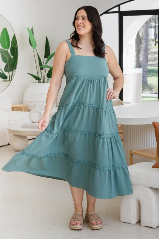 Kiki Maxi Dress Khaki Ric Rac Classic Solid Maxi Dress