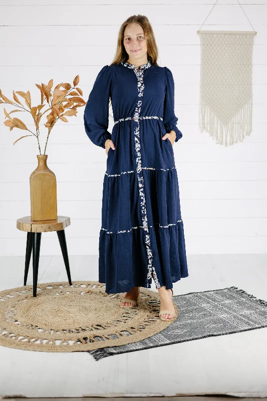 Landry Maxi Dress - Navy Stylish One-Shoulder Maxi Dress